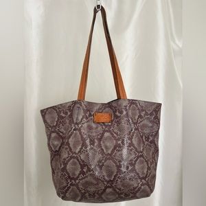 Patricia Nash Snake-Print Tote with Tan Straps